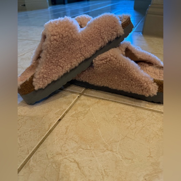 Birkenstock Papillio Arizona Big Buckle platform teddy pink size 42/L11 - Picture 9 of 10